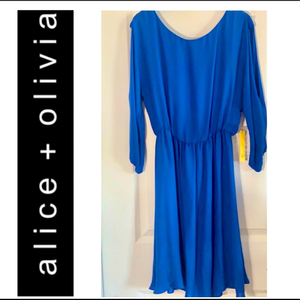 NWT ALICE + OLIVIA Dress w/Keyhole Sleeves, M